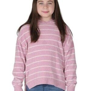 Dkny Girls SIze Small 7/8 Soft Pink/White Chenille Hooded Sweater NWT